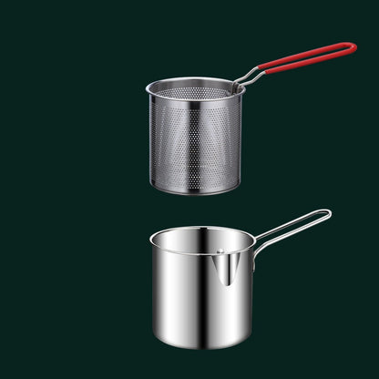 2026🔥🍟 Personal Mini Deep Fryer Set – Stainless Steel Pot with Lift-Out Draining Basket & Food Tongs